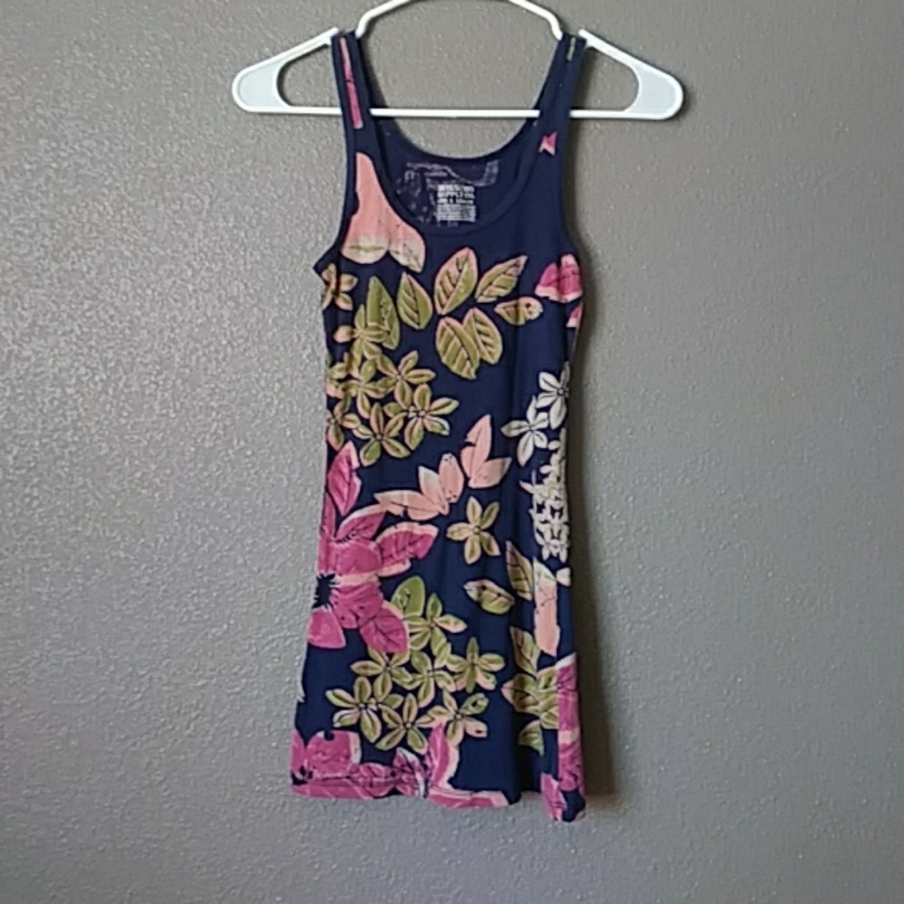 Floral ribbed tank top